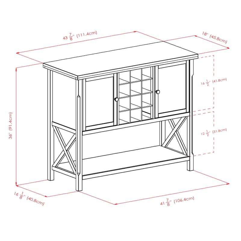 Xola Buffet Cabinet, Cappuccino - 43.8"W x 18"D x 35.9"H