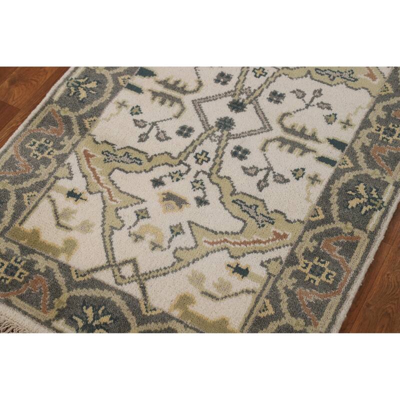 Ivory Oushak Oriental Runner Rug Handmade Wool Carpet - 2'7"x 7'11"