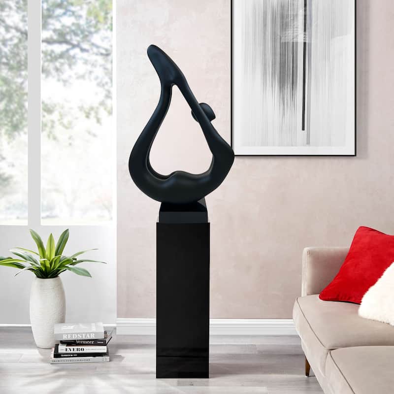 Yoga Doll 59" Tall Handmade Resin Sculpture with Base - N/A