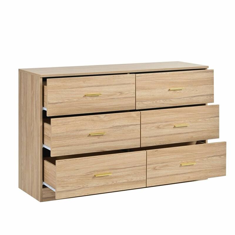 Modern 6-Drawer Dresser for Bedroom - Ample Storage, Wide Chest of Drawers, Sturdy & Safe