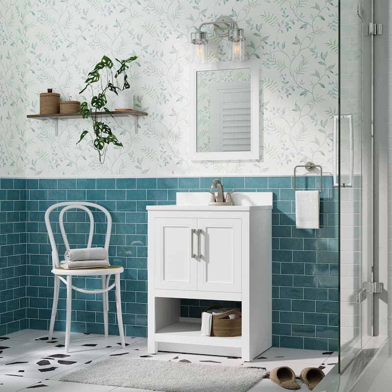 Blakely Vanity and Countertop with Mirror - 25" - White Ash