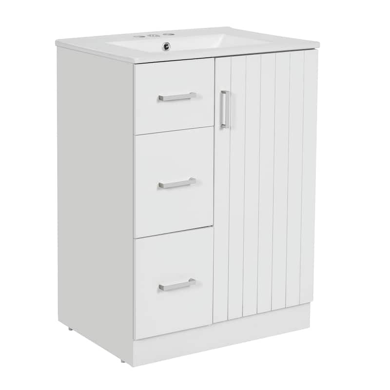 24" Modern Bathroom Vanity with Sink, Small Bathroom Sink Cabinet