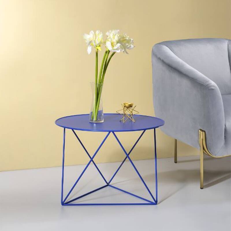Round Table Accent Table in Metal Base
