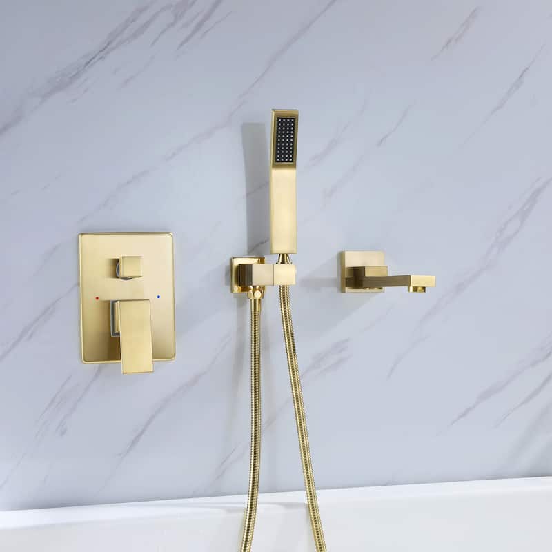 Solid Brass Wall Mounted Roman Tub Faucet with Swivel Tub Spout and Rough-in Valve