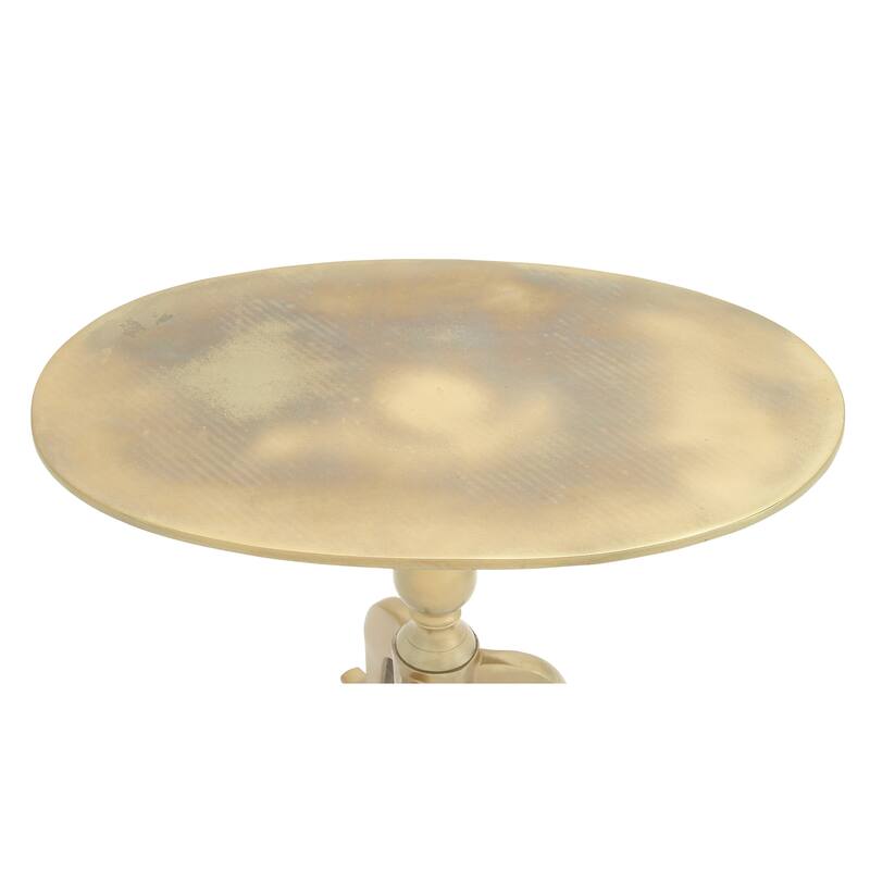 Aluminum Metal Small Accent Table with Scroll Legs - Gold or Silver - Roche River Decor