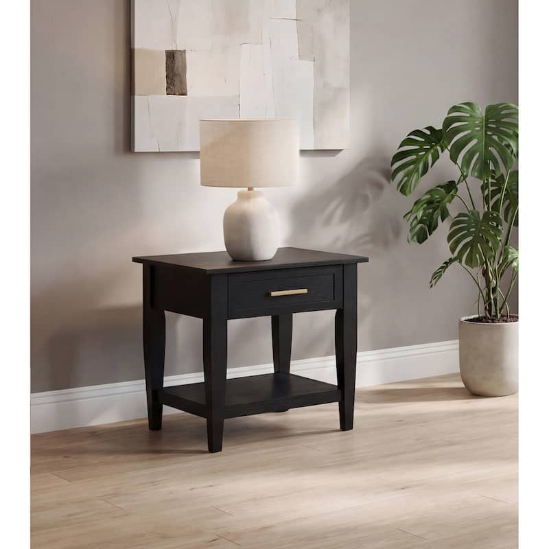 Lindenton 1-drawer Wood Occasional Side End Table - Black