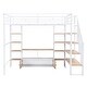 preview thumbnail 11 of 25, Full Size Metal Loft Bed with Staircase, Low Storage Table & Storage Shelves & Full-Length Guard Rail, No Box Spring Needed