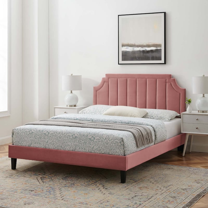 Sienna Performance Velvet Queen Platform Bed