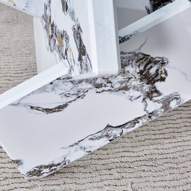 33.4" Modern Round Coffee Table with Clear Tempered Glass Top and MDF Legs for Living Room