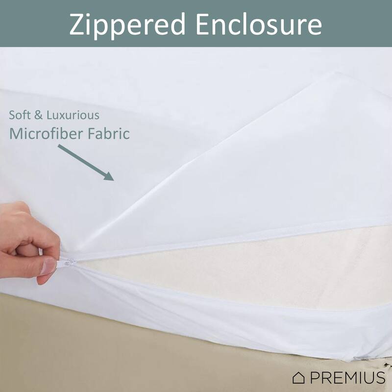 Microfiber Hypoallergenic Waterproof Mattress Cover Protector Encasement, 16" Deep