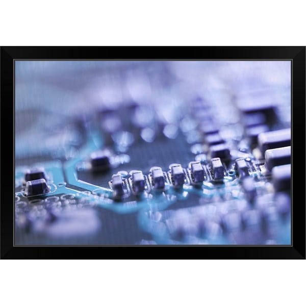 "Close up of computer circuit board" Black Framed Print
