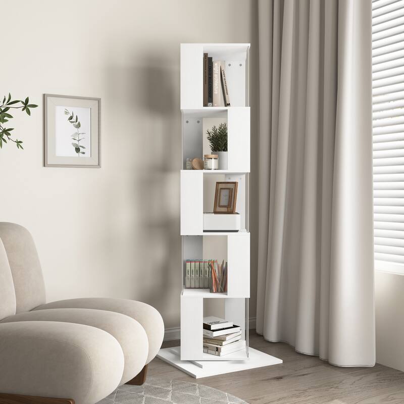 Floor Rack Simple Bookcase with Acrylic plate Student Multi-Function Creative Bookshelf for Living Room - White