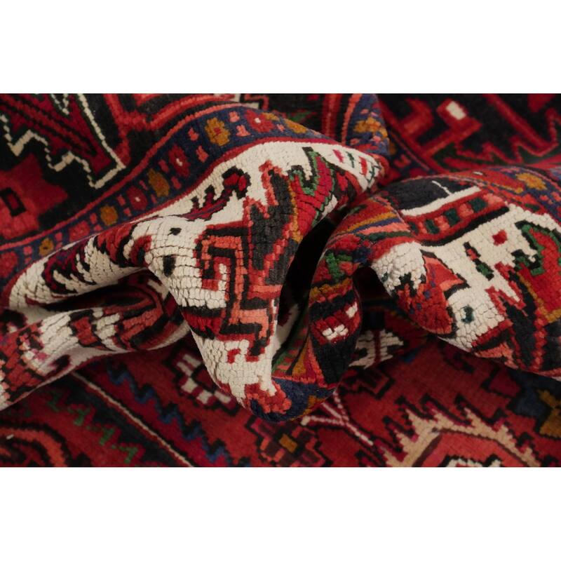 Hand Knotted Oriental 100% Wool Carpet Traditional Medallion Red Heriz Area Rug - 10' 11'' X 8' 2''