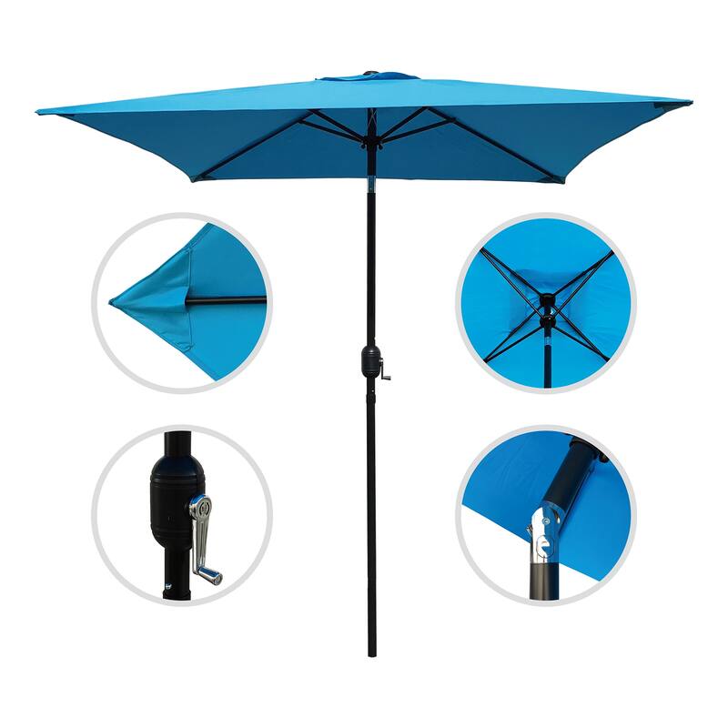 6.5 Square Patio Umbrella with Tilt and 4 Sturdy Ribs , Aqua Color