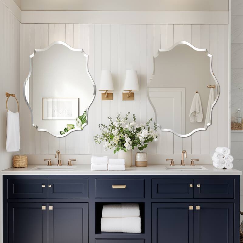 Frameless Bathroom Mirror Wall Mounted Modern Stylish Design with Contemporary Bevelled Edges