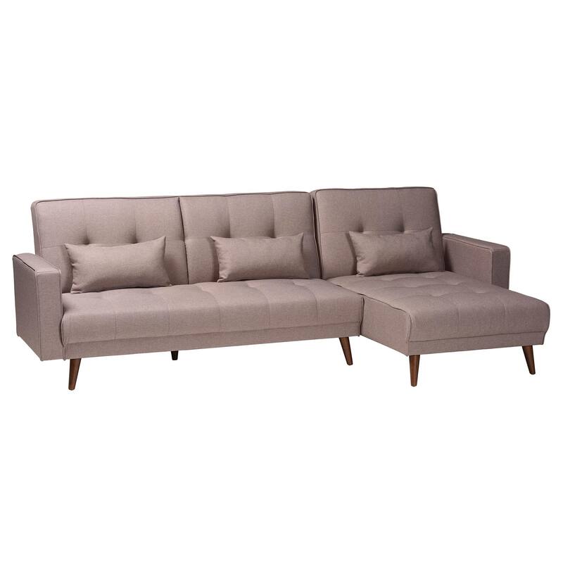 Claire Contemporary Clay Fabric Upholstered Convertible Sofa Bed - Beige