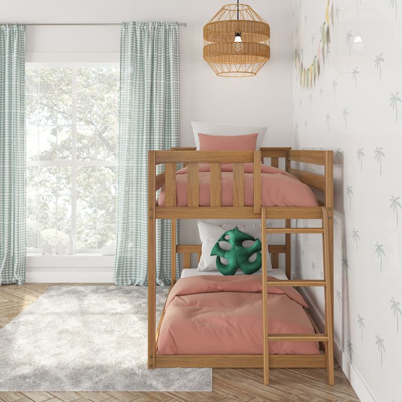 Max and Lily Twin over Twin Low Bunk Bed with Ladder on End
