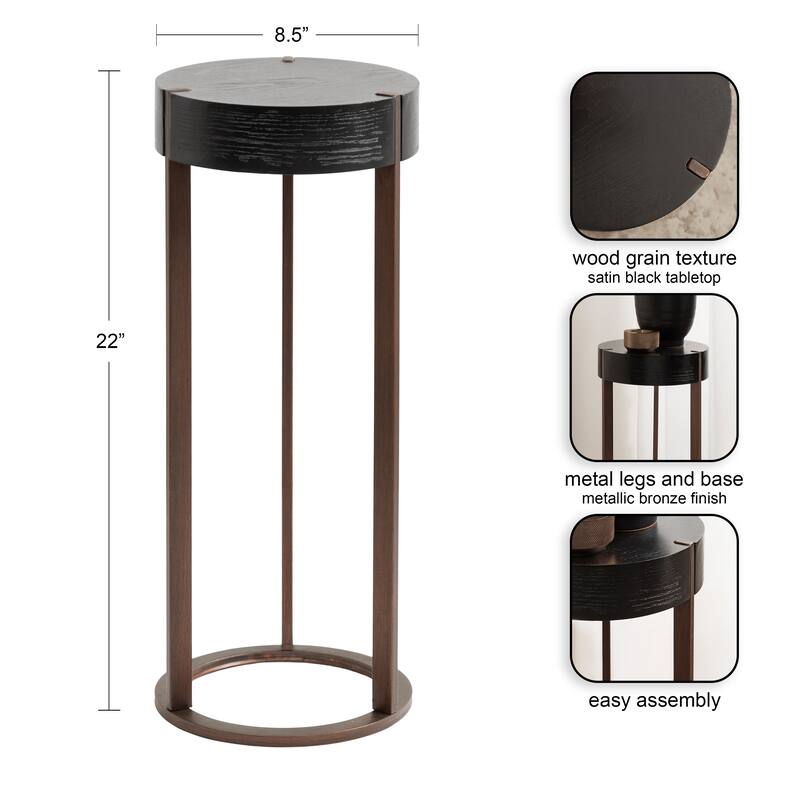 Kate and Laurel Rovin Drink Table Wood and Metal - 9x9x22
