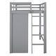 preview thumbnail 12 of 18, Gray Twin Solid Wood Loft Bed with Drawer & Wardrobes