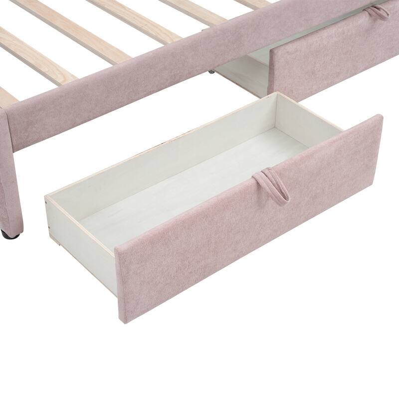 Twin Size Upholstered Daybed with Roll-Out Trundle, Space-Saving Wooden Frame, No Box Spring Needed