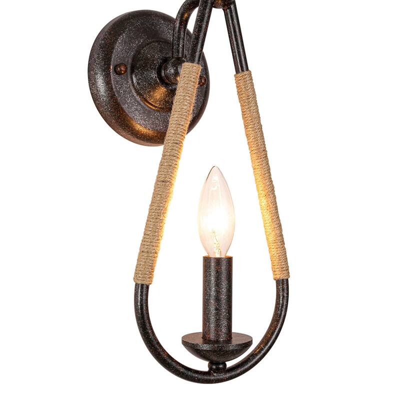 Rustic Hemp Rope Candle Style Single Wall Sconce
