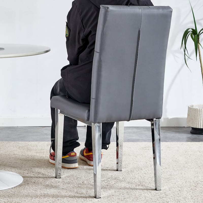 Set of 4 Armless Dining Chairs Brings w/ The Grid & Buckle Design of the Back