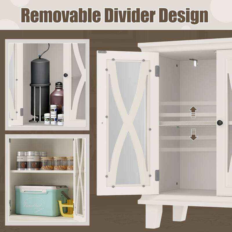 Anmytek Farmhouse 10-20 Gallon Aquarium Tank Stand with Power Outlets, Adjustable Shelves and Storage Cabinet