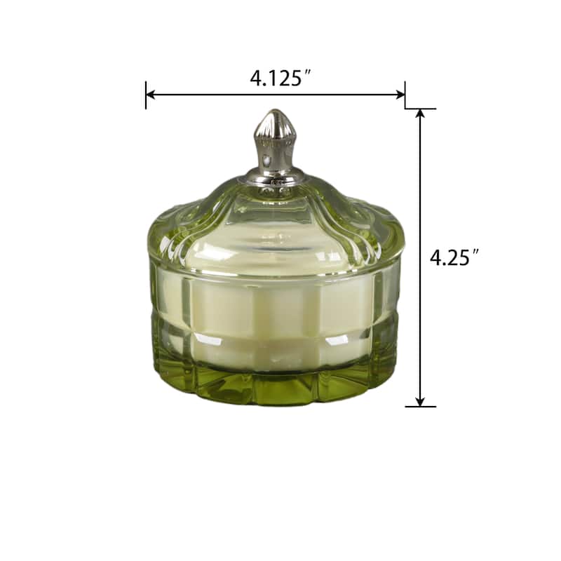 4.13"D Glass Vanity Candle w Metal Nob Lid (6.5 oz)