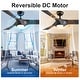 preview thumbnail 40 of 58, YUHAO 56 inch 6 Speed Quiet DC Motor Indoor Matte White Ceiling Fans with Lights and Remote Control