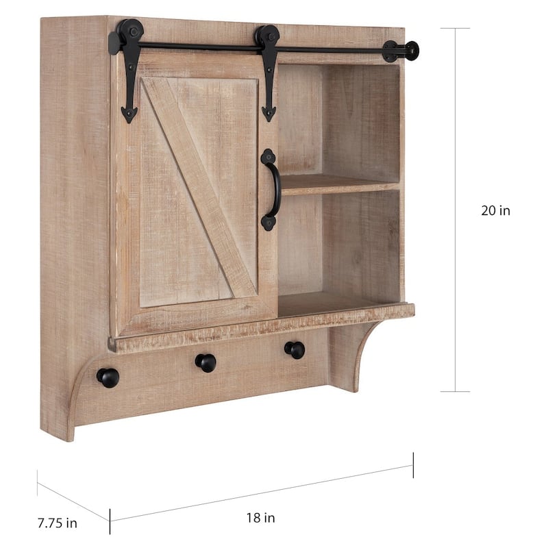 Kate and Laurel Cates Wooden Barn Door Decorative Wall Cabinet - 18x8x20