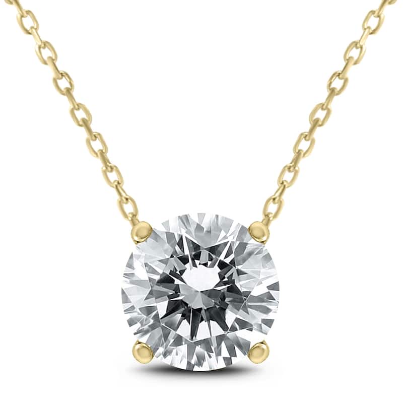 Marquee Certified 1 Carat Floating Round Diamond Solitaire Necklace in 14K Yellow Gold