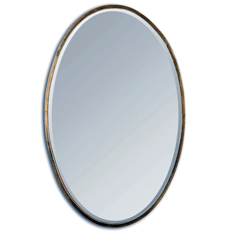 Uttermost Herleva 18"W Oval Rustic Gold Wall Mirror - Antiqued Gold