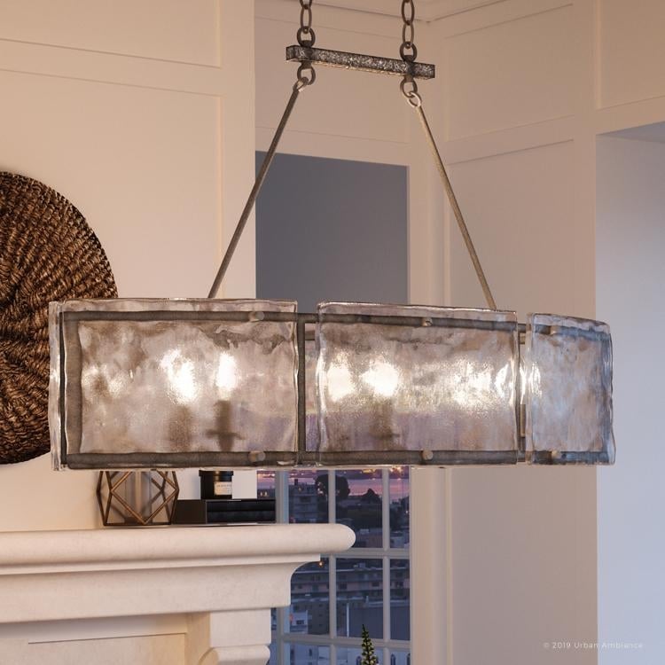 Luxury Industrial Chandelier, 23.5"H x 39"W, with Rustic Style, Silver Etch Finish by Urban Ambiance (60 to 100 Watts - Steel - Nickel - 4 to 6 - - Chandeliers For Bedrooms by Overstock.com