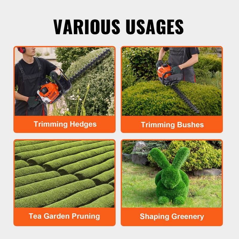 Gas Hedge Trimmer, Gas Powered Handheld Hedge Trimmer with Dual Sided Dual Action Blade