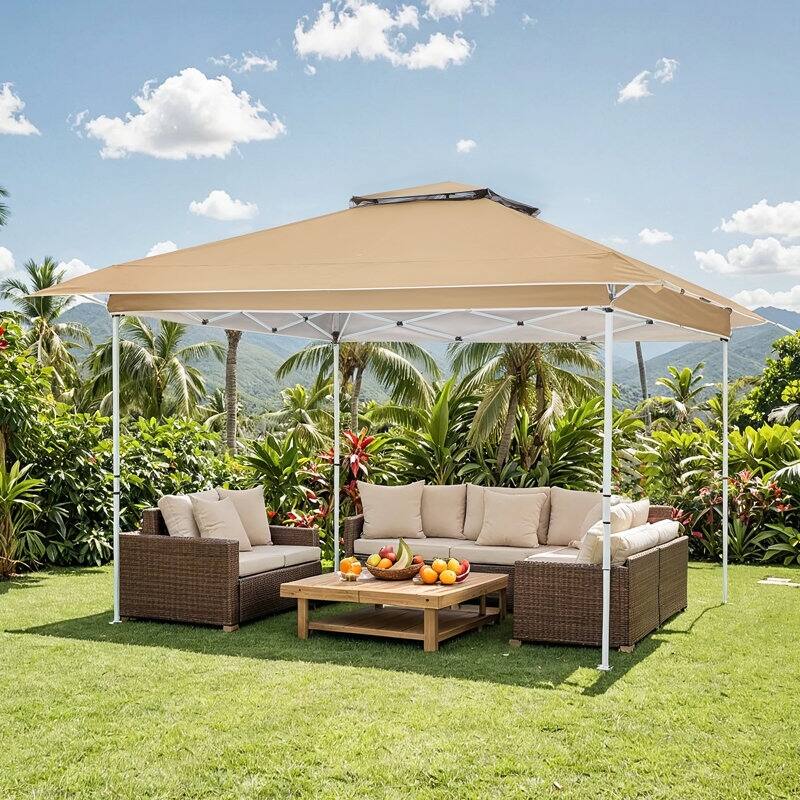 AVAWING 10x10 Pop Up Canopy Tent - Instant Shelter with UV Protection for Outdoor Events, Beach - Heavy Duty Steel Frame - Standard - Khaki