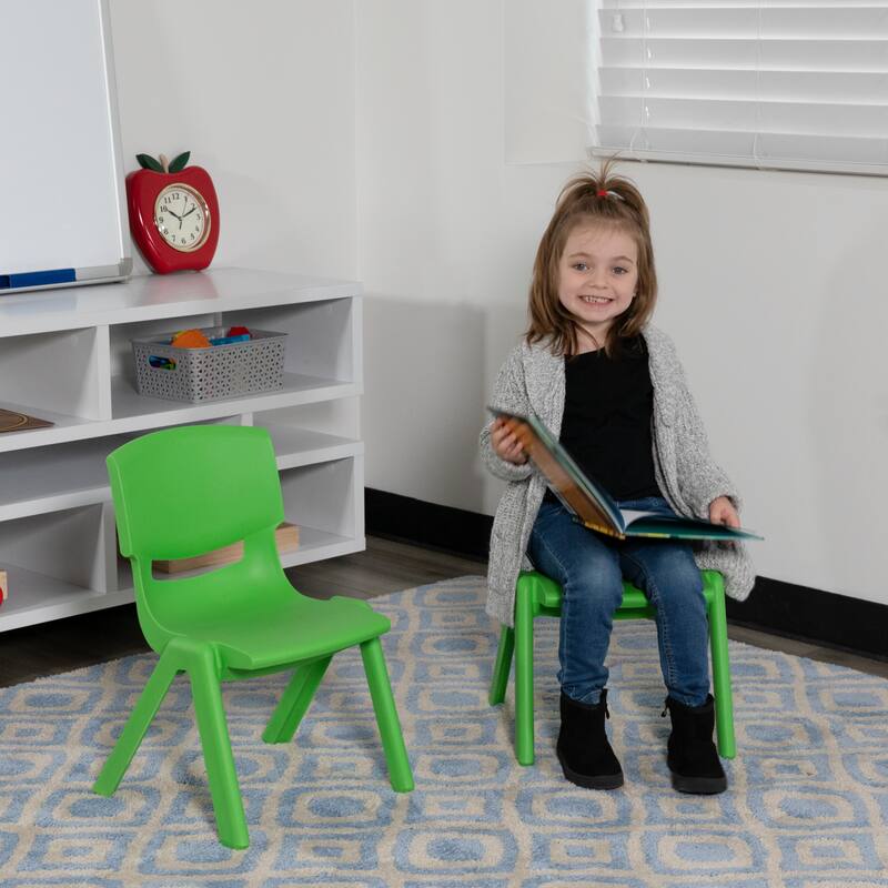 2 Pack Plastic Stackable Preschool Chair with 10.5" Seat Height - 14"D x 12.5"W x 20"H