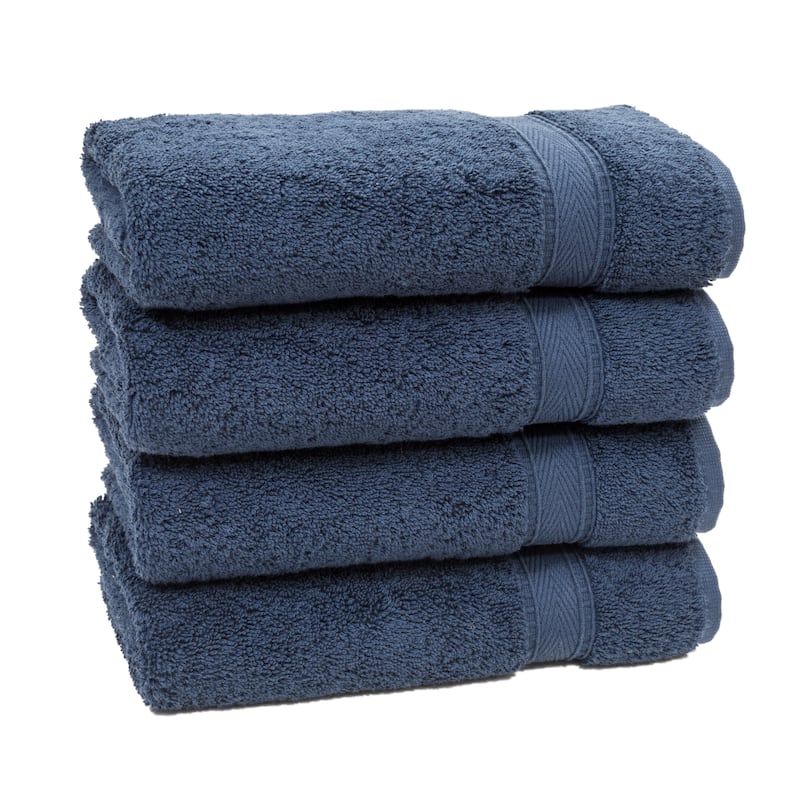 Authentic Hotel Spa Turkish Cotton Hand Towels (Set of 4) - Navy Blue