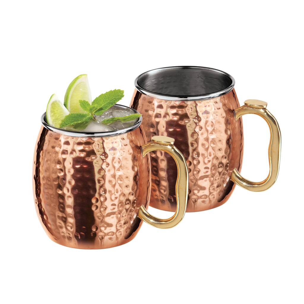 Set of 2 Hammered Moscow Mule Mugs (530 ml, 18 oz)