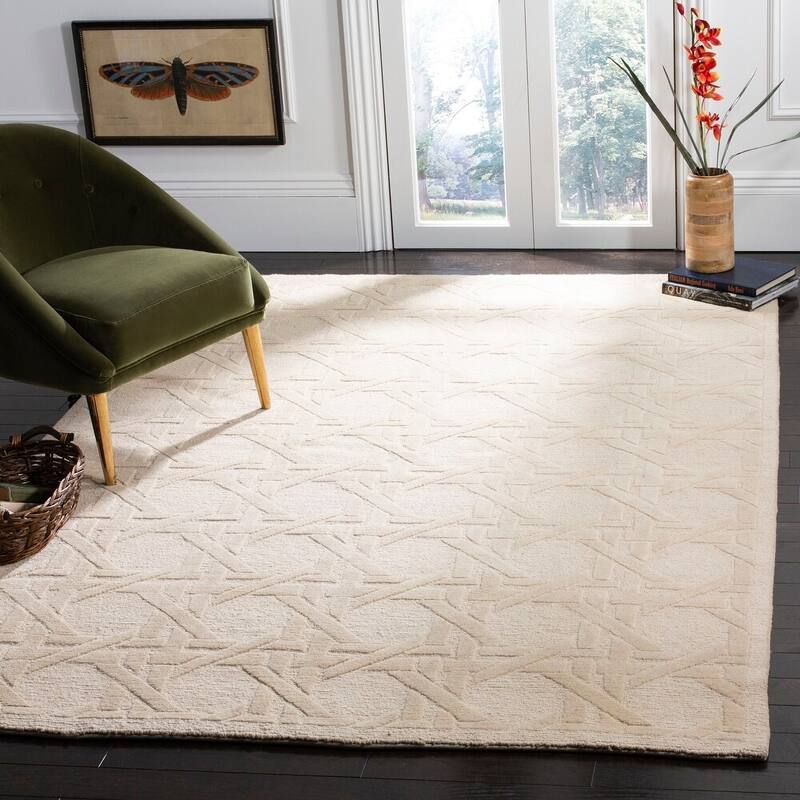 SAFAVIEH Couture Hand-knotted Salli Contemporary Wool Rug - 6' x 9' - Ivory