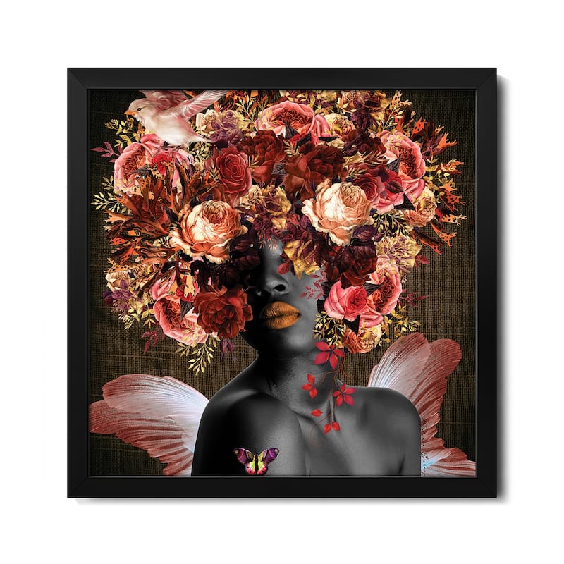 Angel In The Garden - Women In Bloom Premium Framed Poster by Yvonne Coleman Burney - Black - 16x16x1