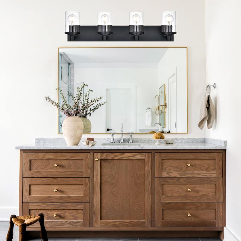 4-Light Vintage Bathroom Vanity Light with Clear Glass Shades