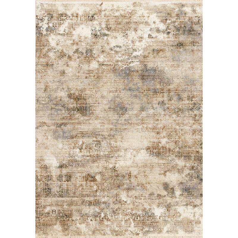 Sydney Collection - Beige Grey Cream Distressed Area Rug - 7'10" x 10'2"