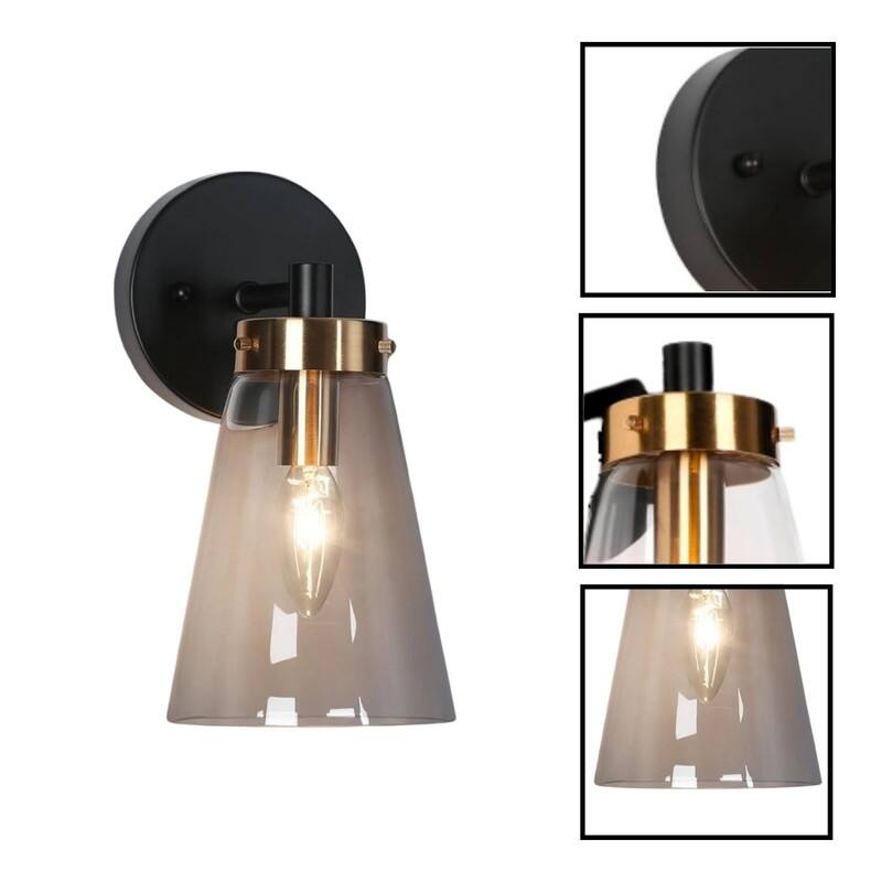 Farmhouse bulb lights black gold bedroom lights glass, metal wall light