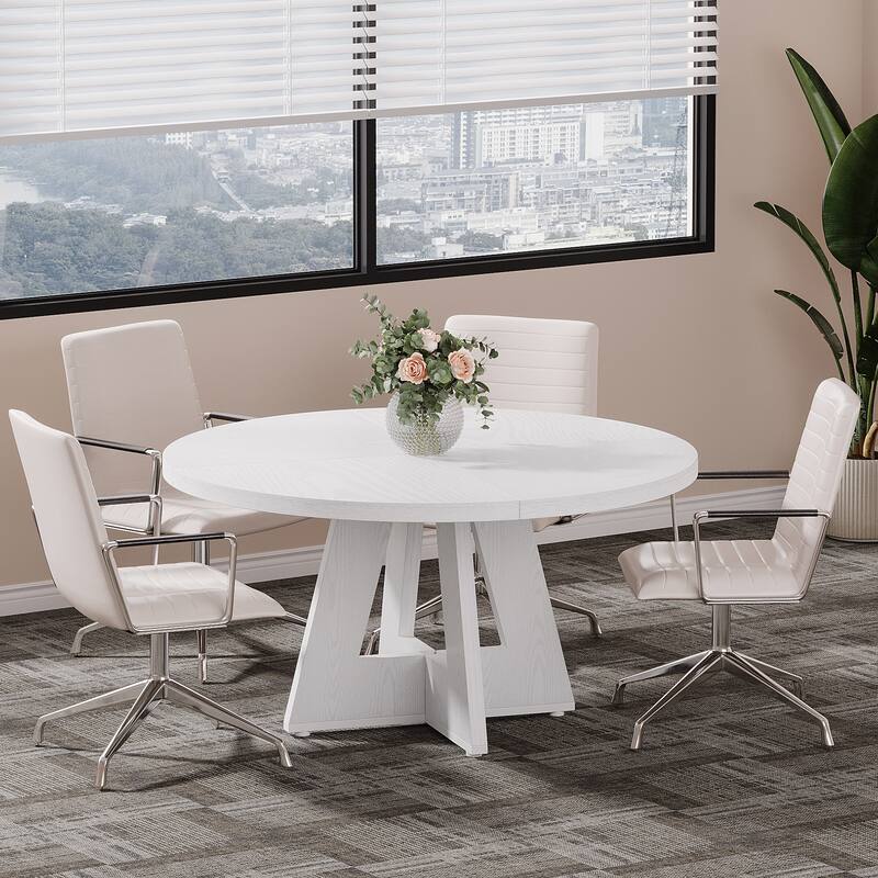 47-inch Round Conference Table for 4-6 People, Wooden Meeting Room Table