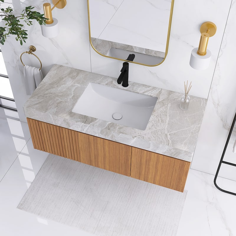 48" Wall-Mounted Bathroom Vanity with Ceramic Sink - 47.64'' x 18.9'' x 17.72''