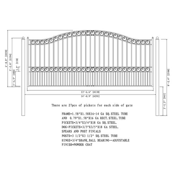 ALEKO Steel Single Sliding 14 ft Driveway Gate Paris Style with Gate ...