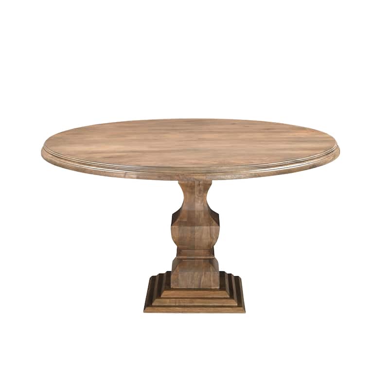 Willow 54" Round Solid Wood Pedestal Dining Table - Brown