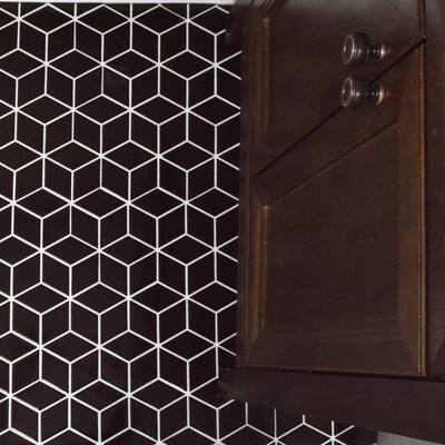 SomerTile Metro Rhombus Glossy Black 10.5" x 12.13" Porcelain Mosaic Tile
