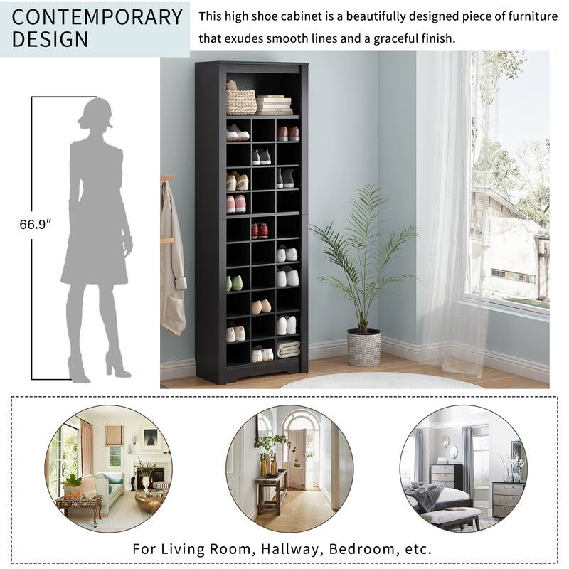 Stylish 30 Shoe Cabinet with Multiple Storage Capacity
