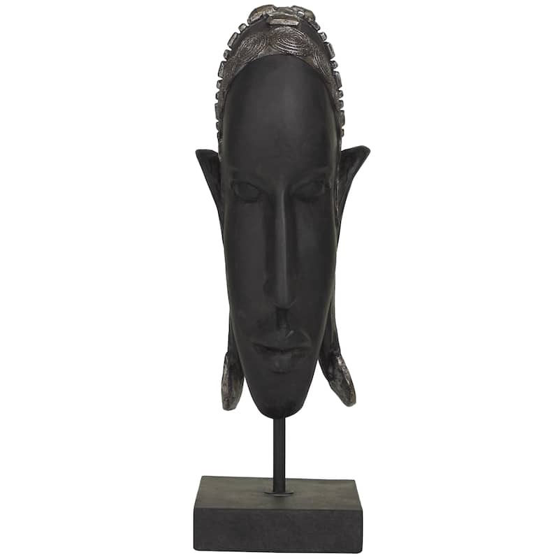 Polystone Woman African Decorative Sculpture - Black - Roche River Decor - Black